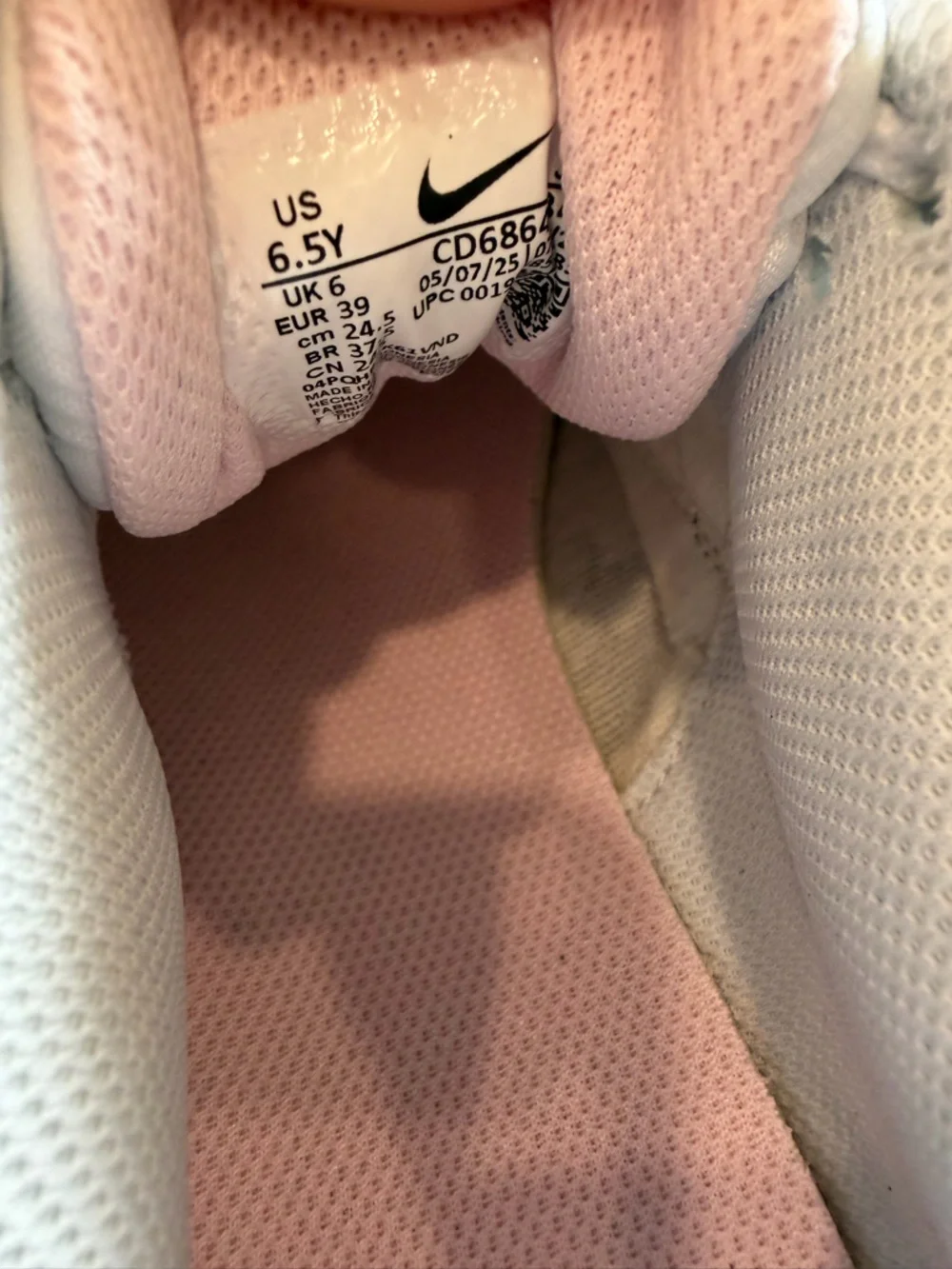 Nike Air Max 90 Shoes - White Pink Foam Armory Navy - size 6.5Y